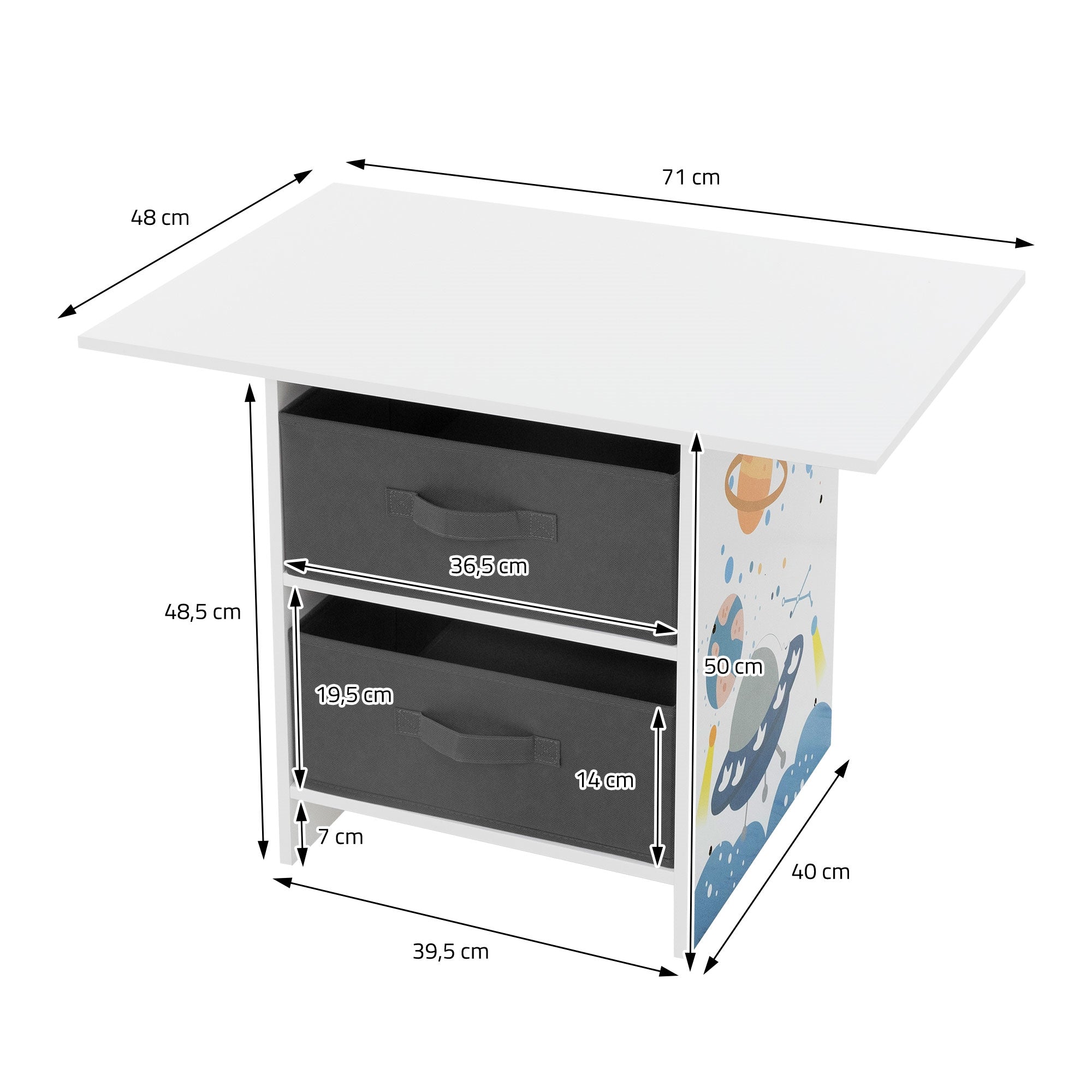 ECD Joyz table et chaises enfant bois motif espace 2 chaises