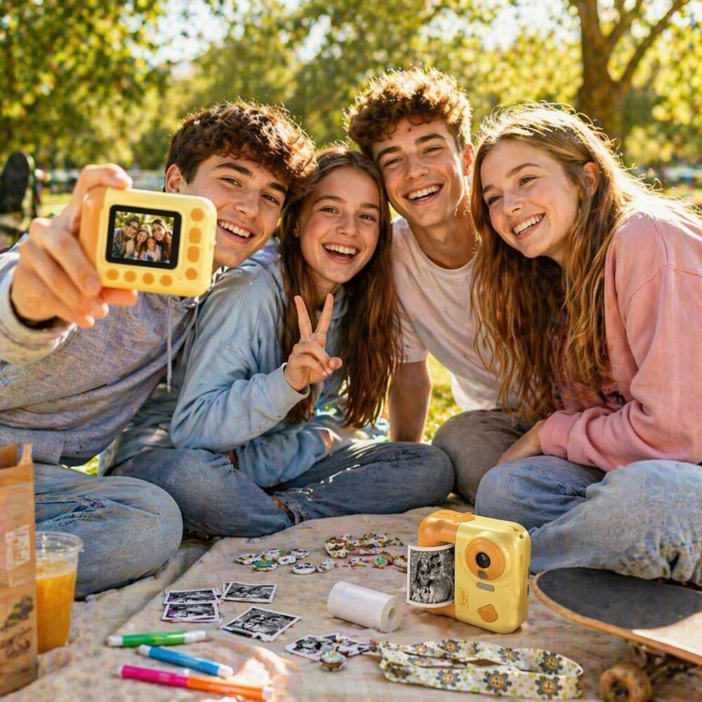 Instakid Appareil Photo Enfant Jaune Impression 48MP