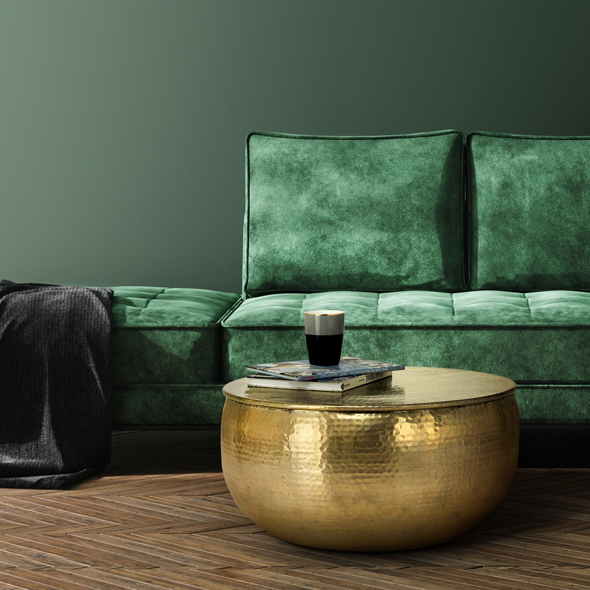 WOMO-DESIGN table basse ronde dorée Ø59 martelée alu