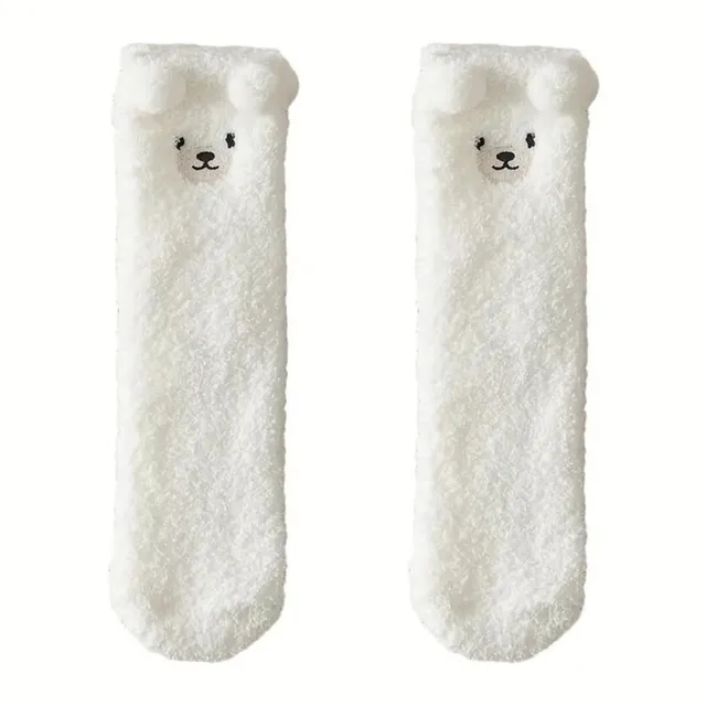 Shop-Story chaussettes cocooning ourson blanc taille unique