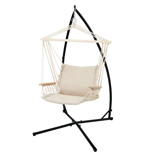 ECD Germany Sport hamac chaise suspendue nature 210 cm + support