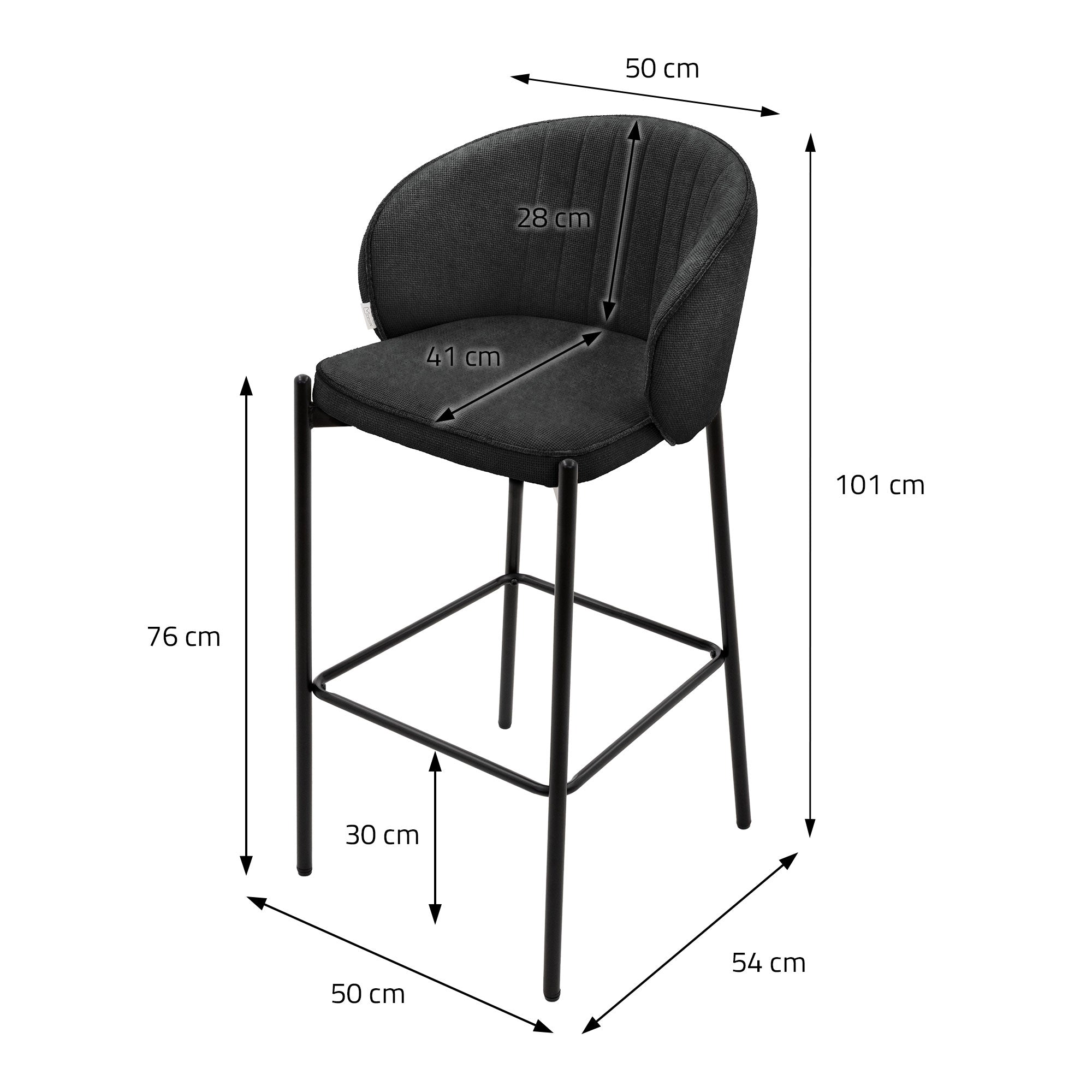 ECD Germany tabouret de bar tissu anthracite lot de 2