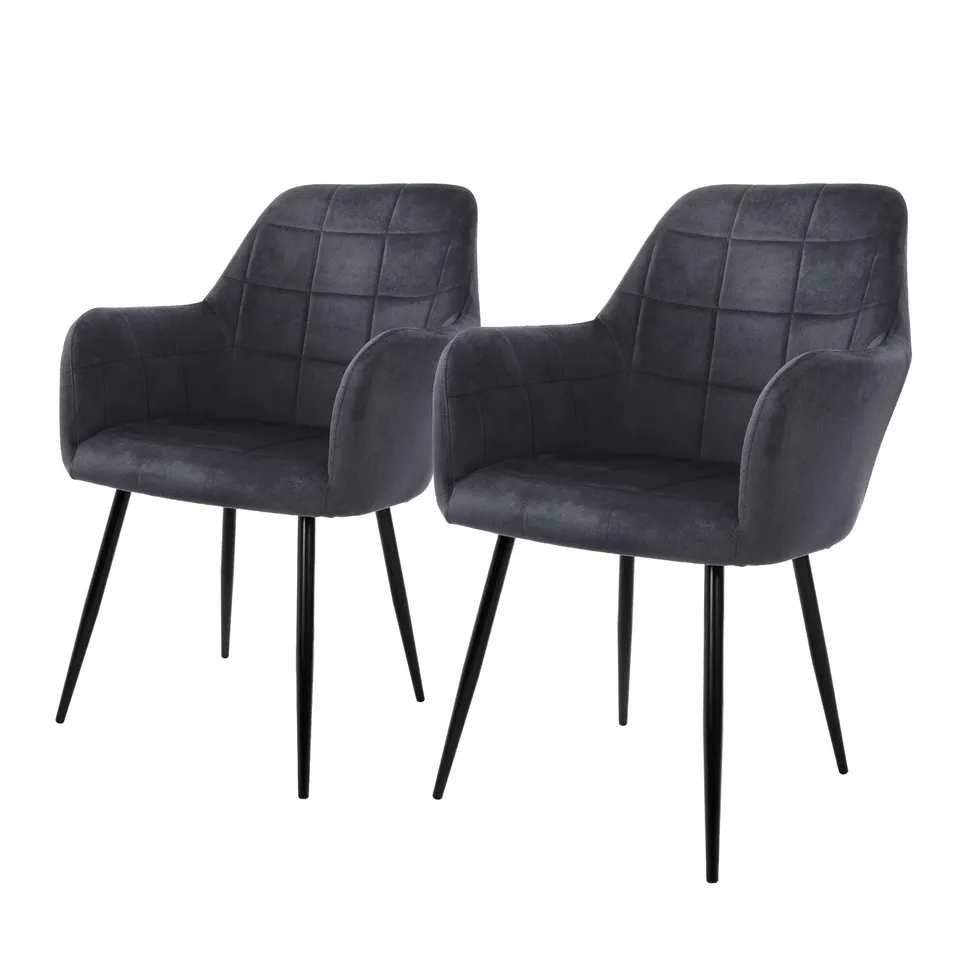ECD Germany chaise microfibre gris foncé lot 2 accoudoirs