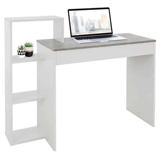 ECD Germany Möbel bureau avec étagère 110 cm blanc effet béton bois