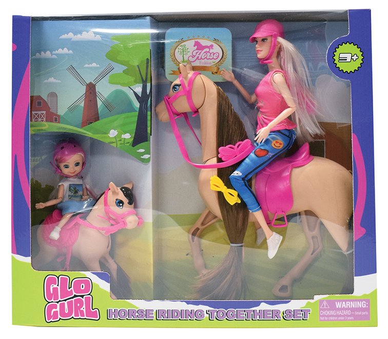 Stokomani Poupée Maman et Fille à Cheval jouet