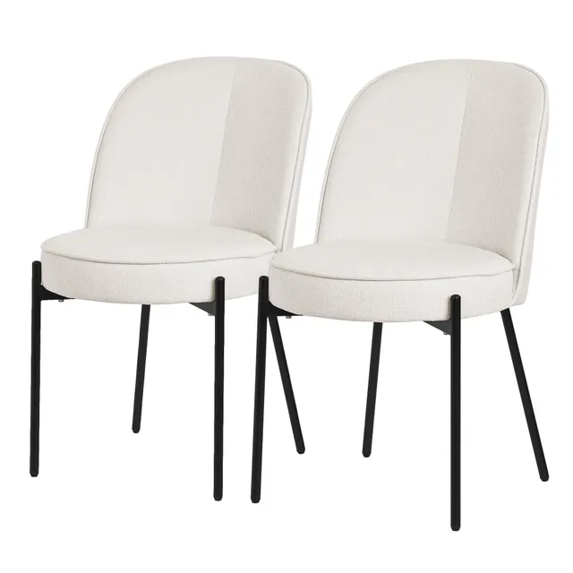 ECD Germany Möbel chaise salle à manger beige lot de 2 tissu