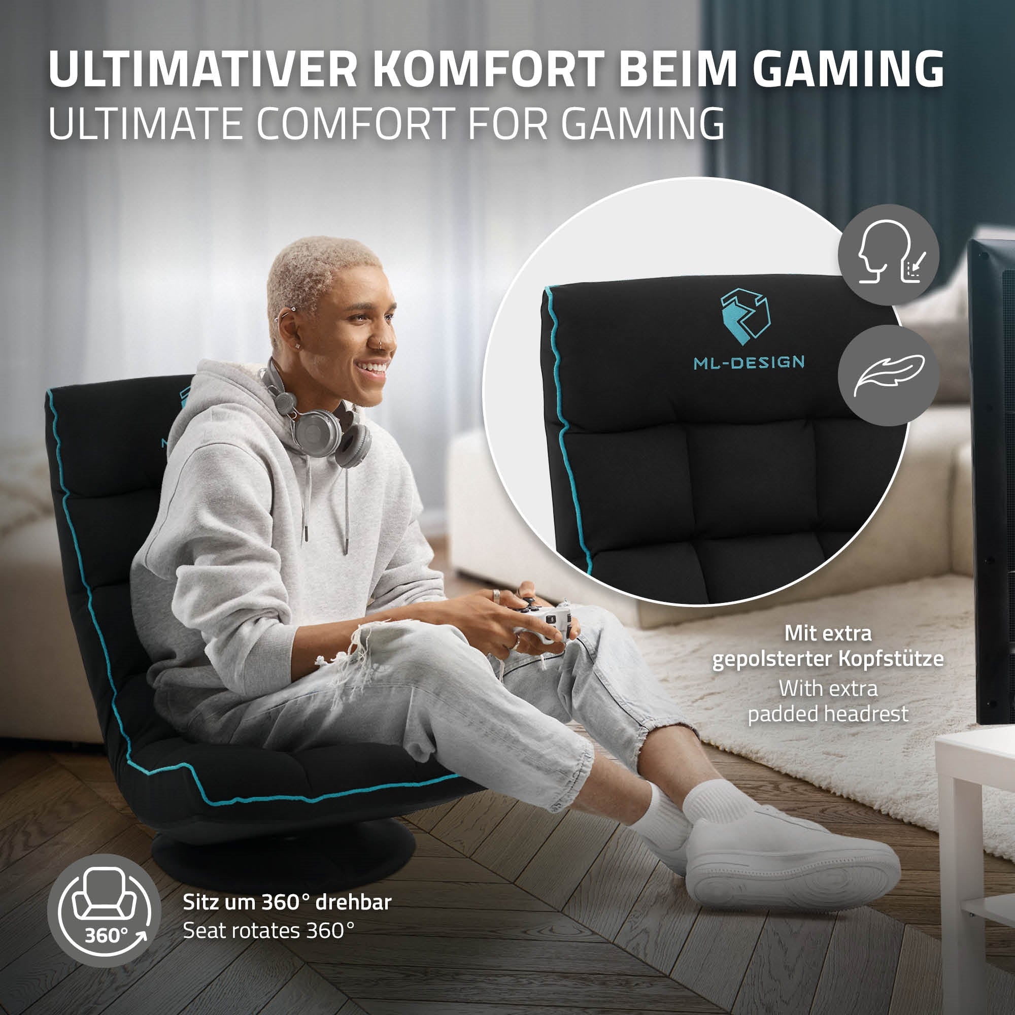 ECD Germany Möbel fauteuil gaming de sol vert dossier réglable