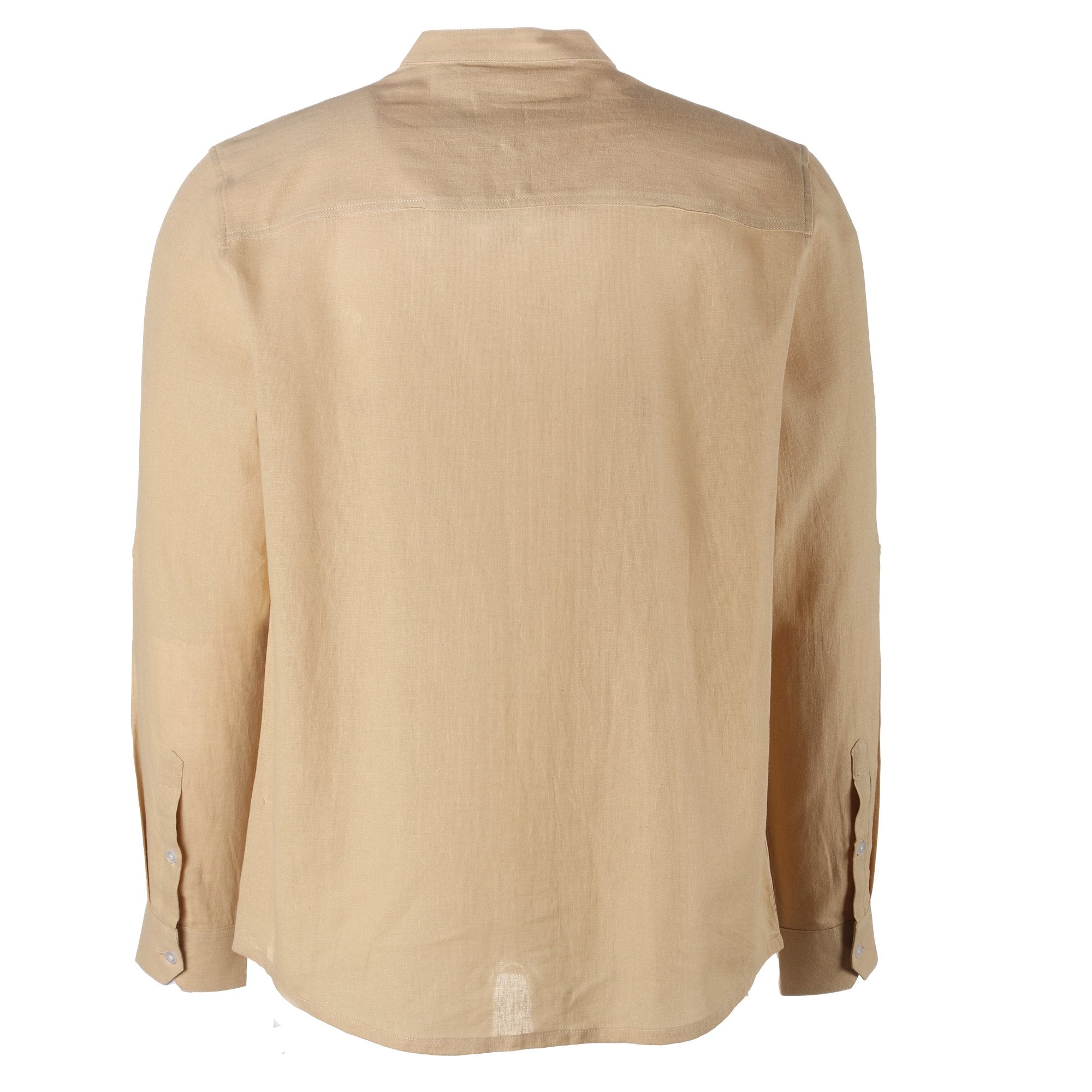 Stokomani Mode chemise col mao beige chemise homme beige
