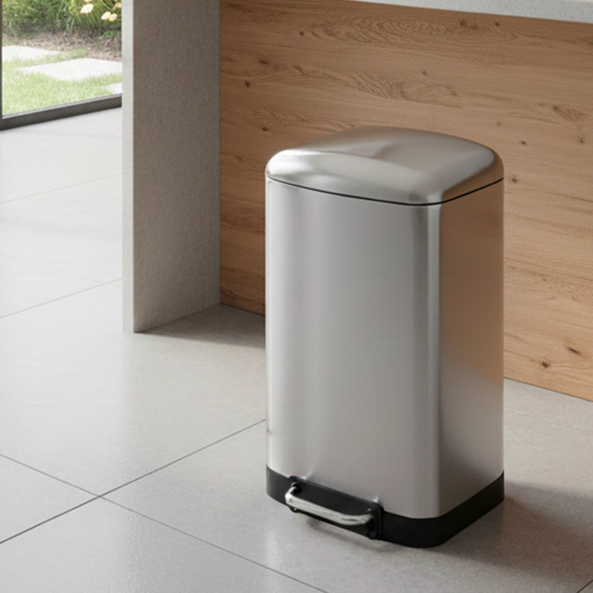 Red Deco Greenwich 40L poubelle cuisine inox à pédale