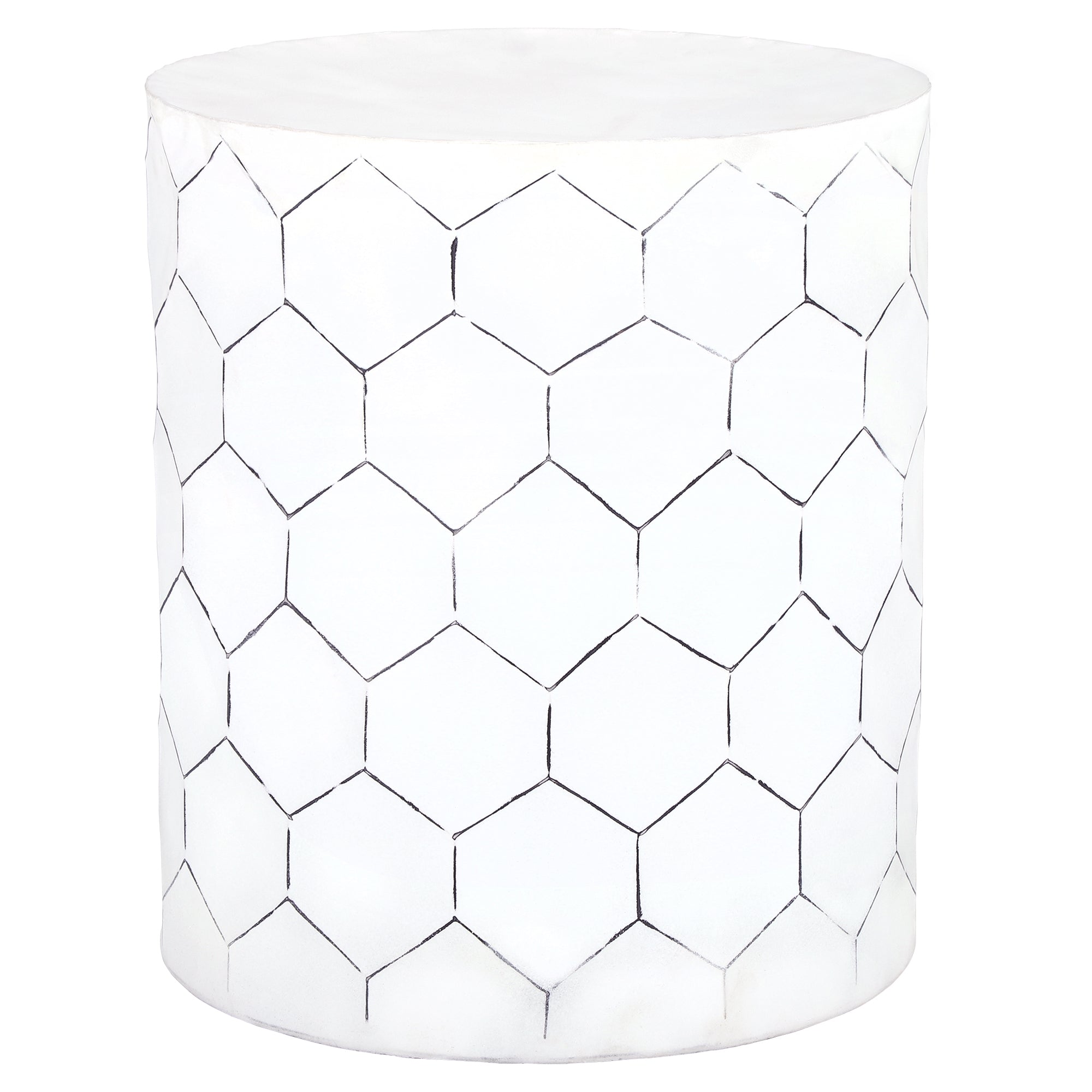 ECD Germany Möbel table d'appoint blanche métal 38x45 cm hexagone