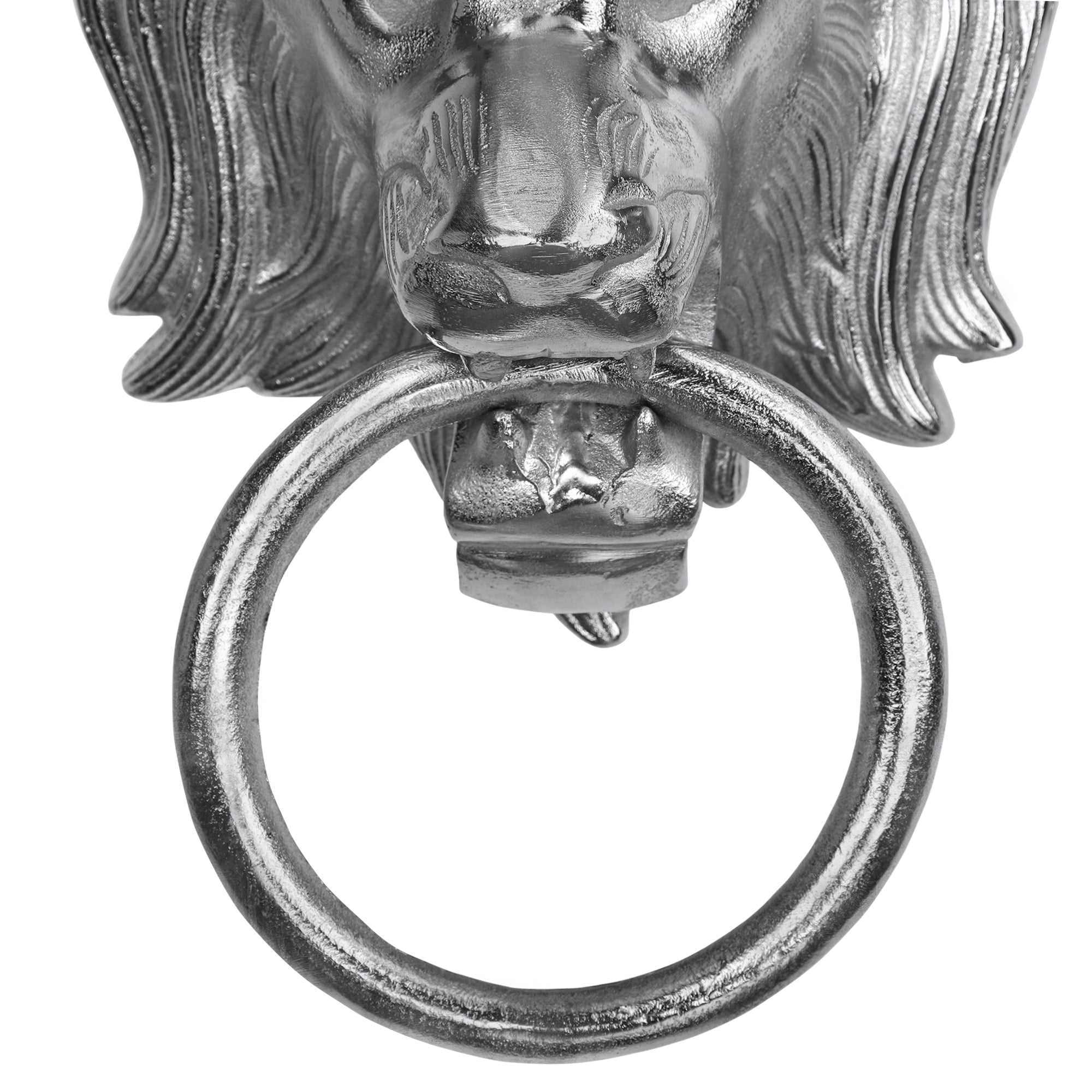 ECD Germany WOMO Porte-Serviettes Tête Lion Argenté 10x31 cm