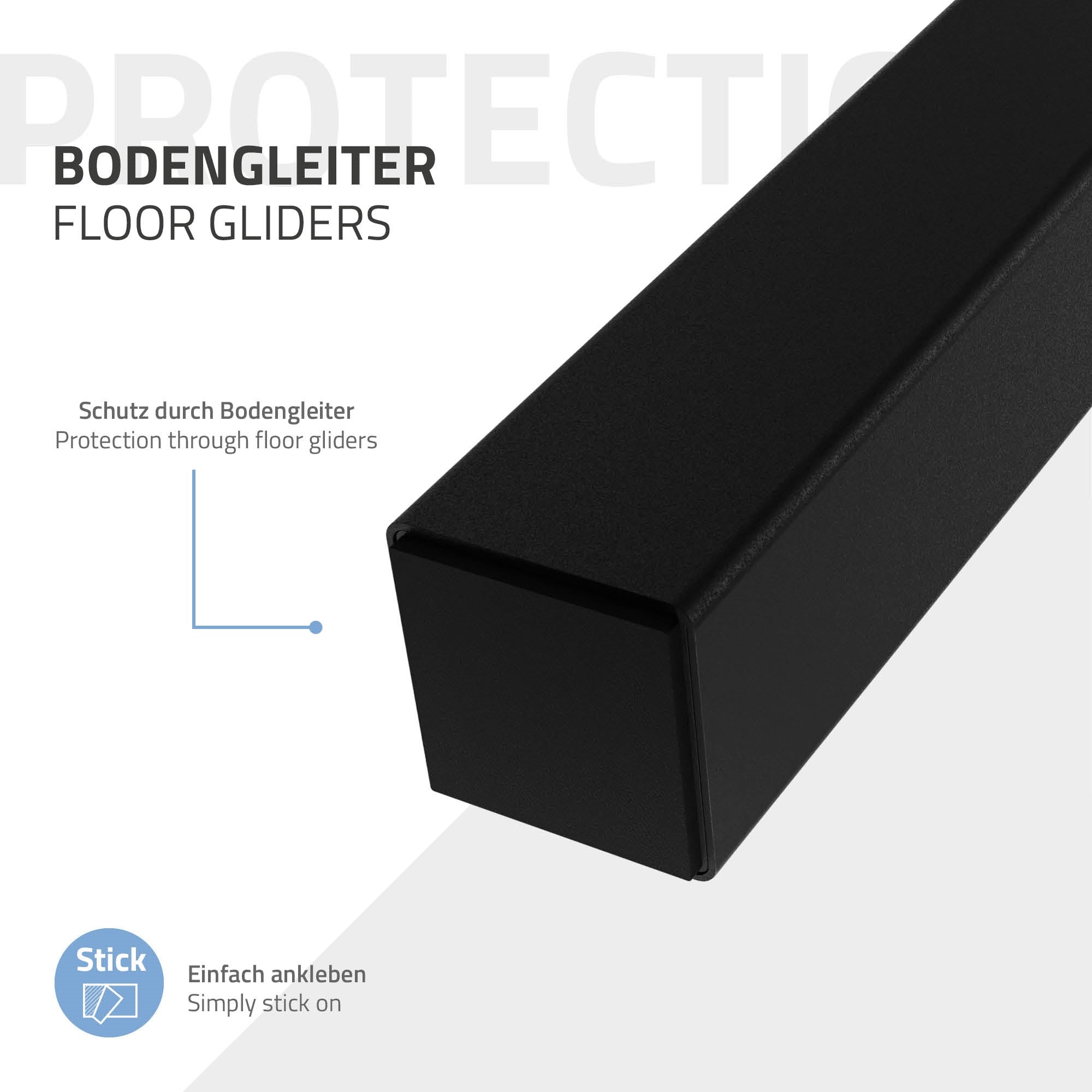 ECD Germany pieds de table inclinés 30 cm noirs acier x4