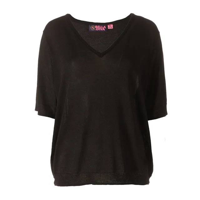 Stokomani Mode pull maille noir manche courte XL