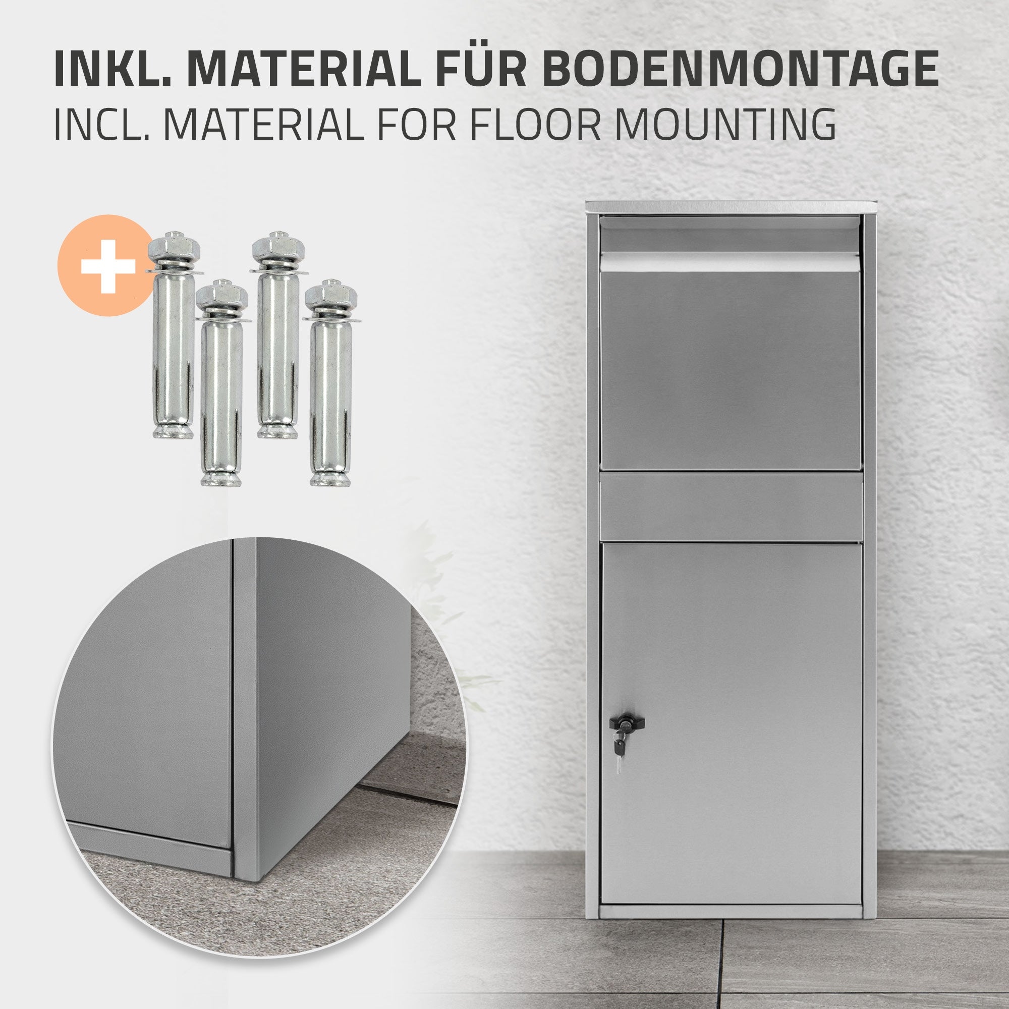 ML-Design boîte aux lettres colis gris 41x103x38 cm inox