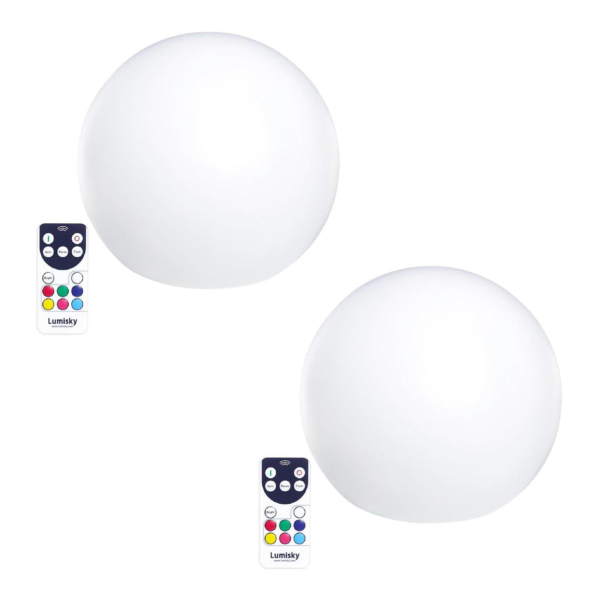 Red Deco Bobby lot 2 boules 30 cm LED RGB sans fil flottante