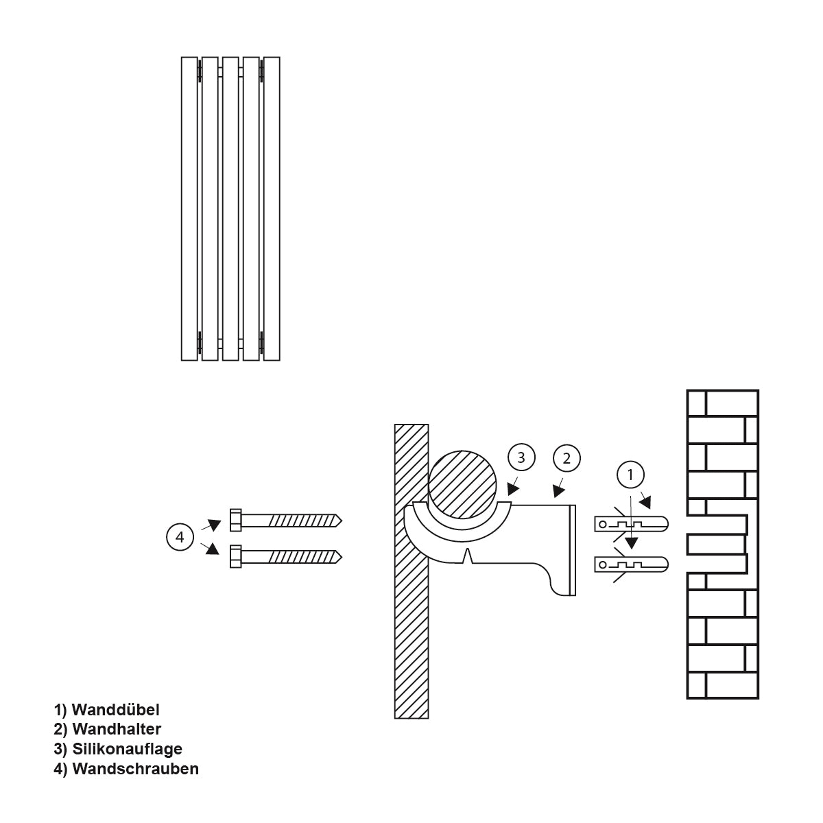 ECD Germany Heizungen radiateur bain anthracite 260x1800 mm