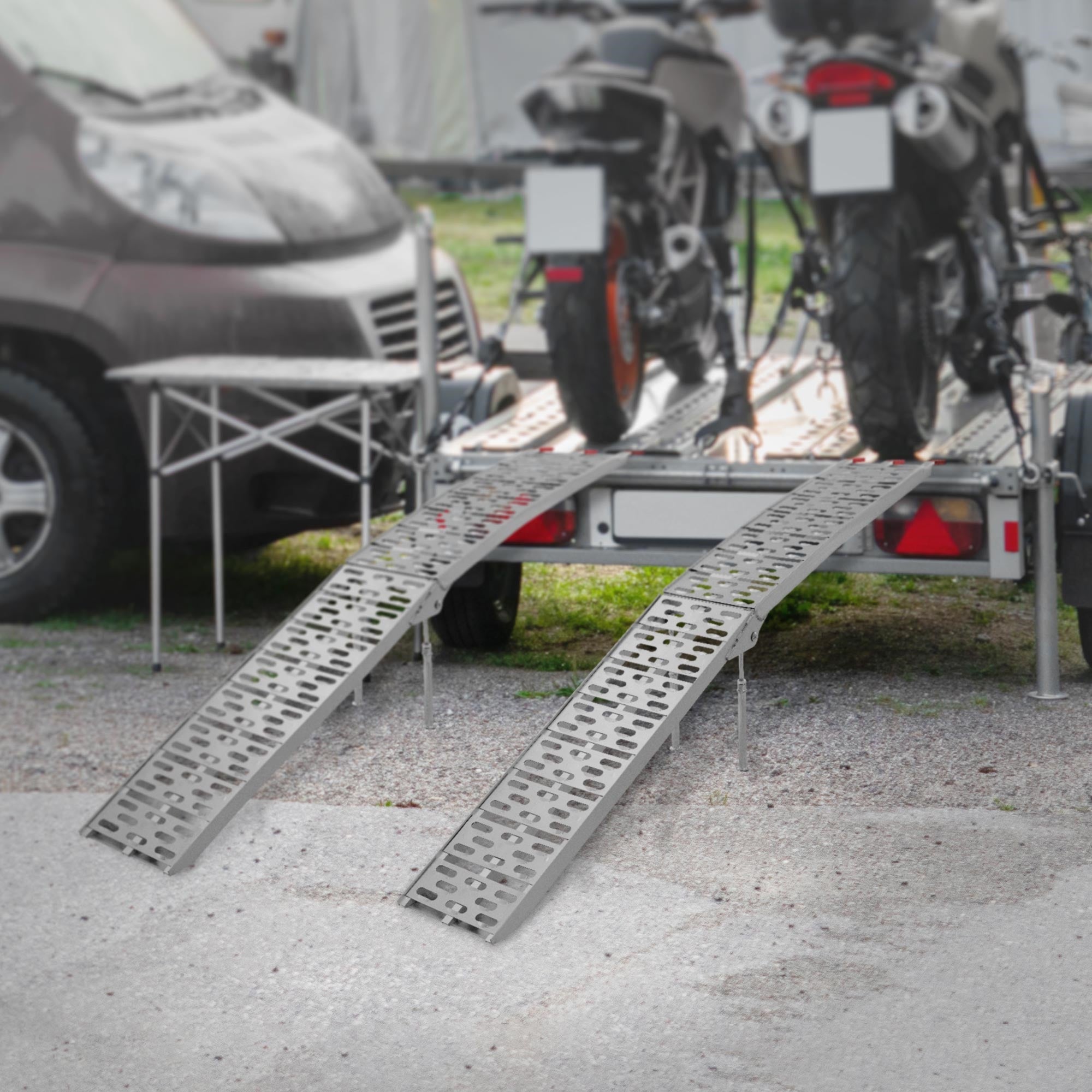 ECD Germany rampe chargement alu 340 kg lot de 2 avec béquilles