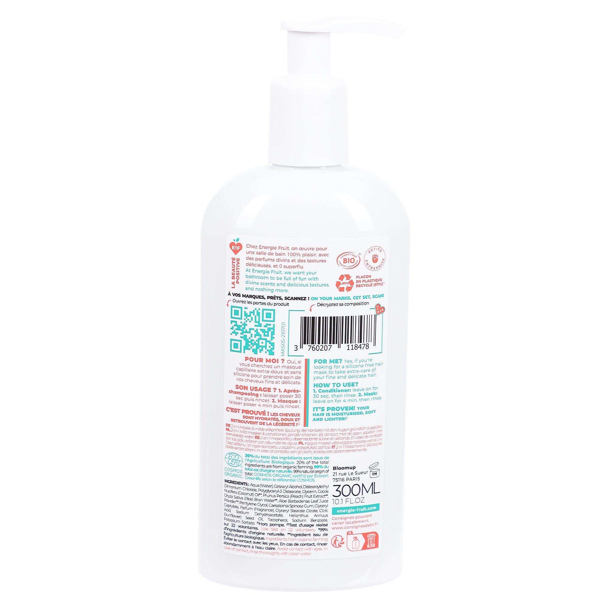 Stokomani Beauté Masque Démêlant 2 en 1 pêche cheveux
