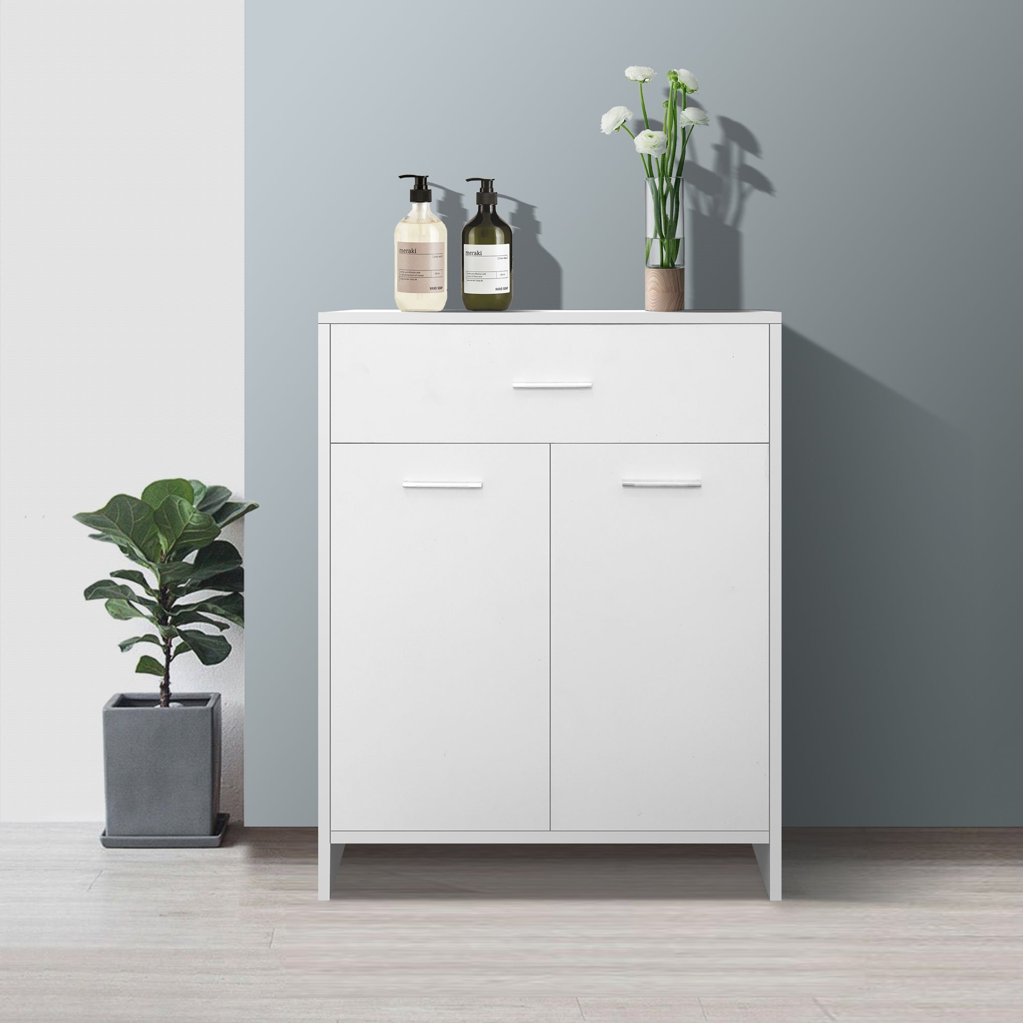 ECD Germany ML-Design ensemble salle de bain blanc 5 pièces avec miroir