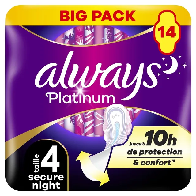 Always Platinum Night T4 Serviettes x14 nuit