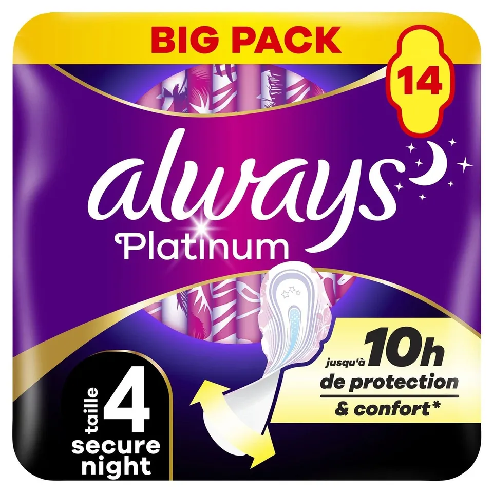 Always Platinum Night T4 Serviettes x14 nuit