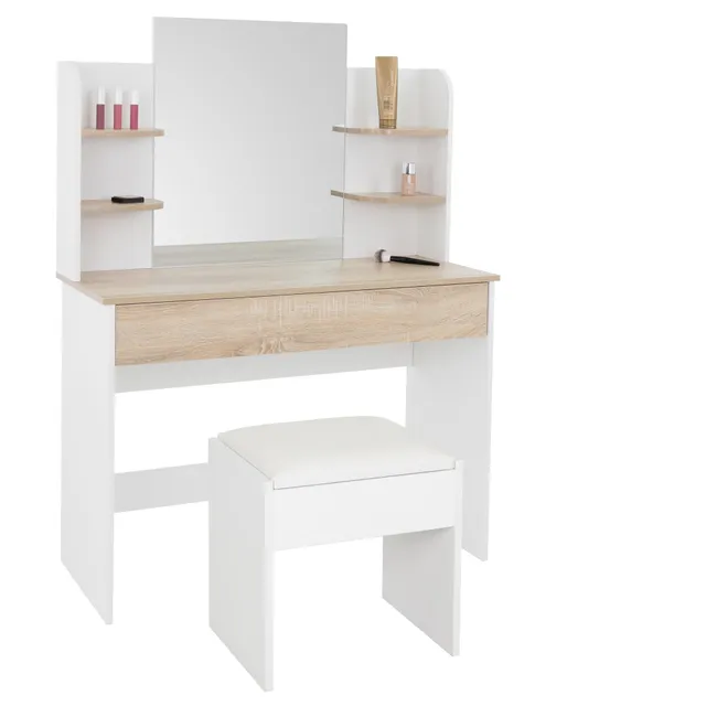 ECD Germany Möbel coiffeuse blanche 108 cm avec miroir et tabouret