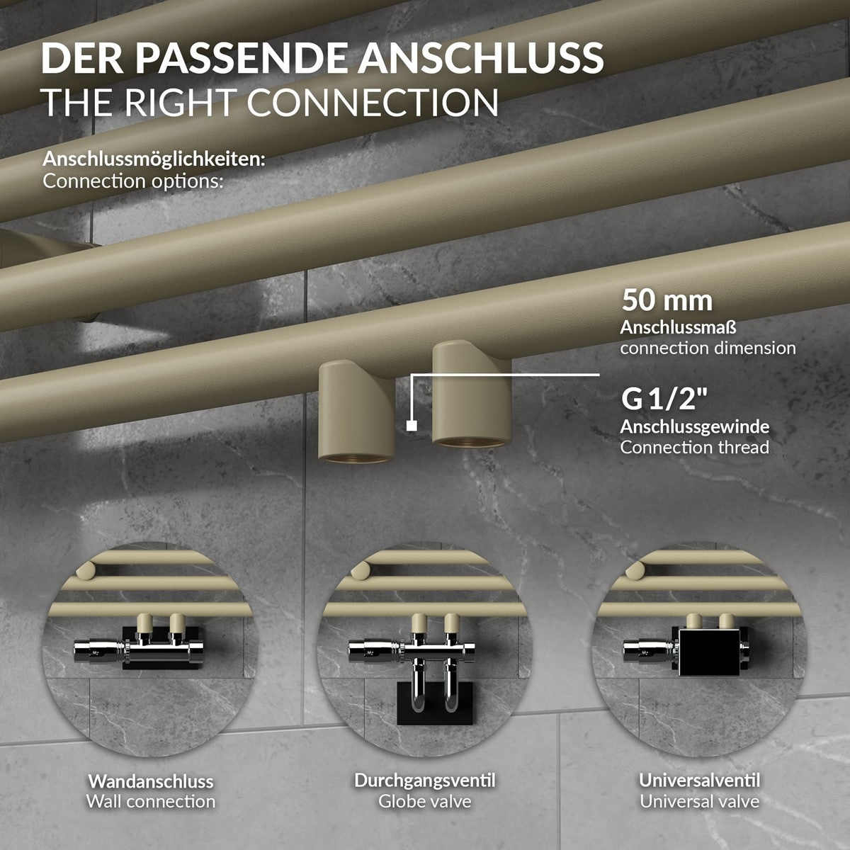LuxeBath Sahara radiateur salle de bain beige 500x1200 mm eau droit