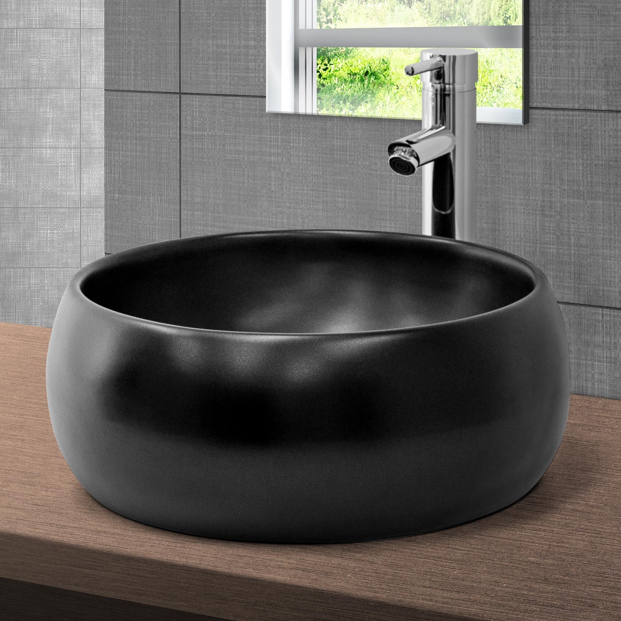 ECD Germany Sanitär Vasque à poser noire 40x15,5 cm céramique