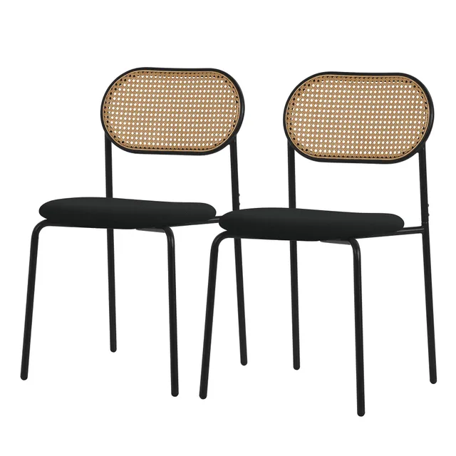 ECD Germany Möbel lot 2 chaises noires rotin 46 cm