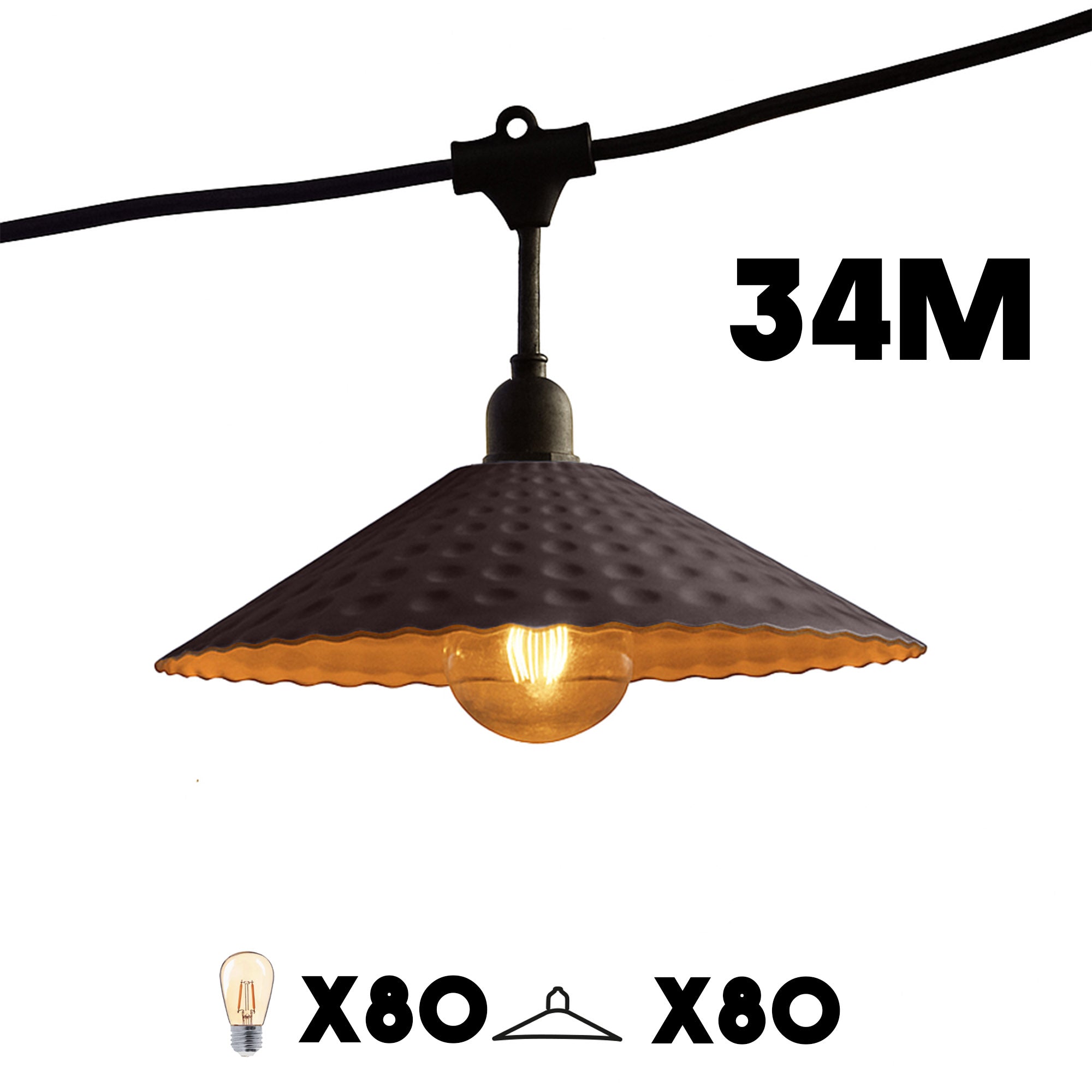 Red Deco Vinty Light guirlande guinguette 80 LED E27 34m