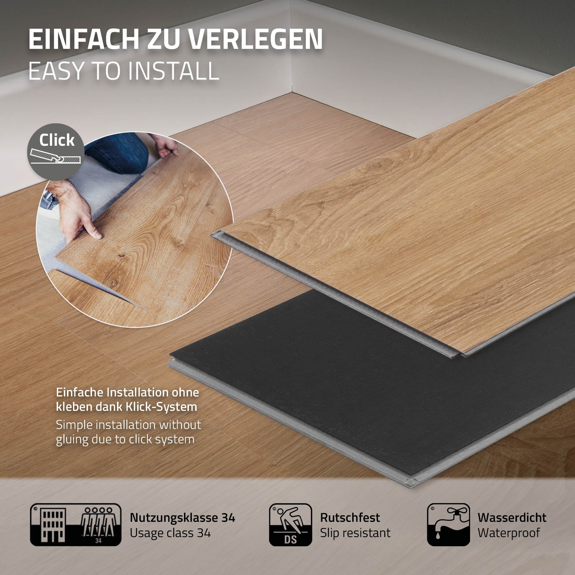 ECD Germany Bauen & Renovieren sol vinyle chêne sandbar 7,7 m² clic