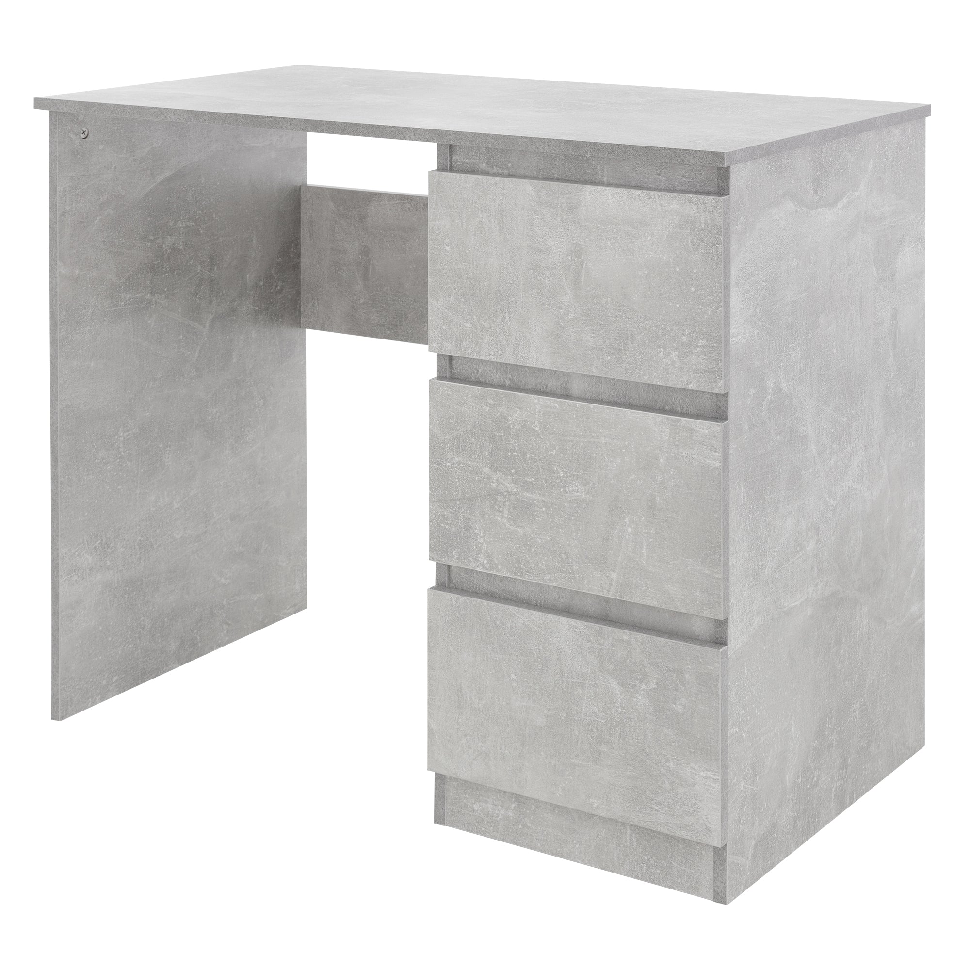 ECD Germany Möbel Bureau 3 Tiroirs Gris Bois 90x76x50 cm