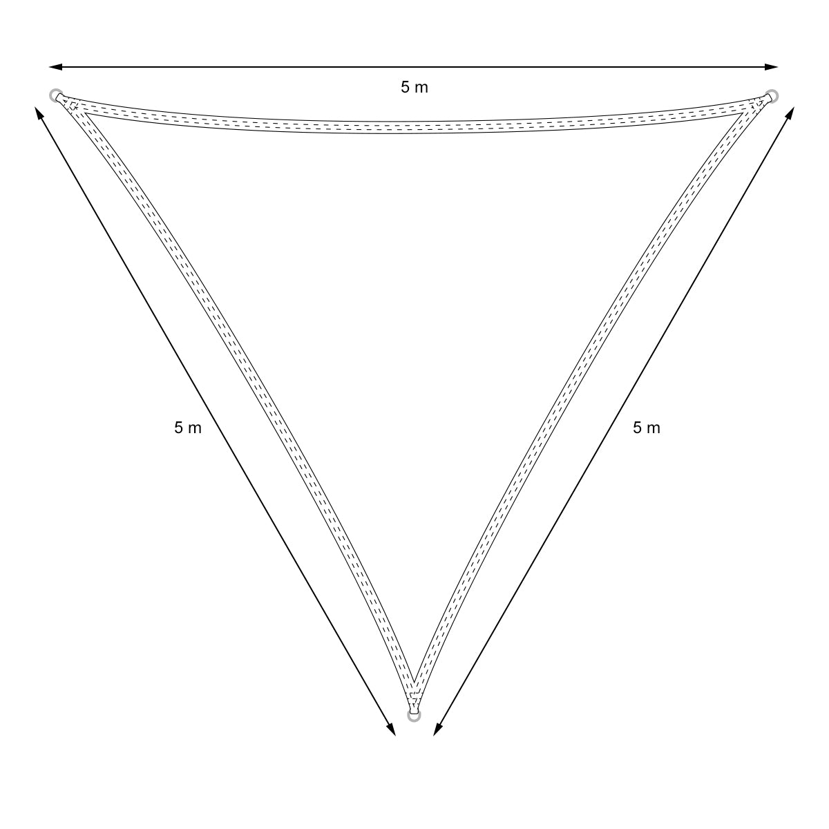 ECD Germany Garten voile d'ombrage triangle 5x5x5 m gris HDPE