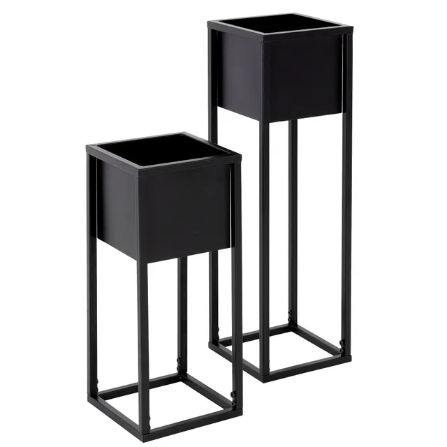 ML-Design porte-plante métal noir lot de 2 extérieur