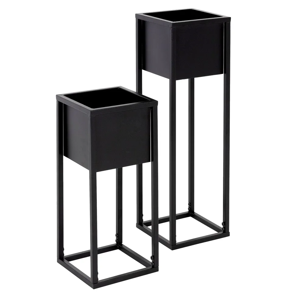 ML-Design porte-plante métal noir lot de 2 extérieur