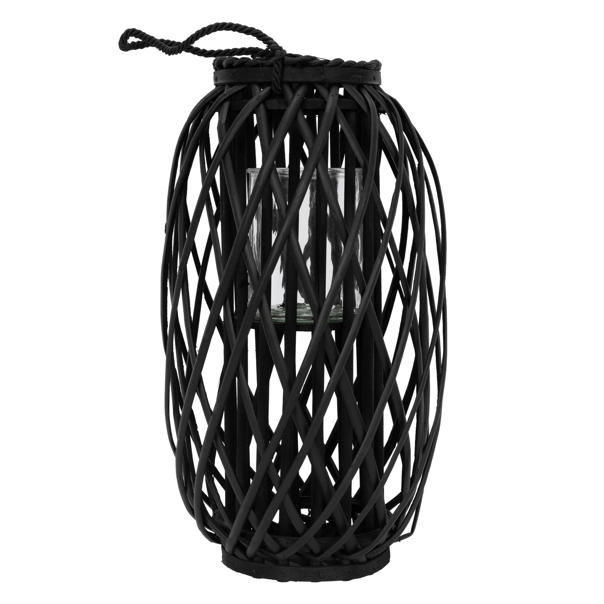 ECD Germany Lanterne rotin marron 40 cm photophore verre