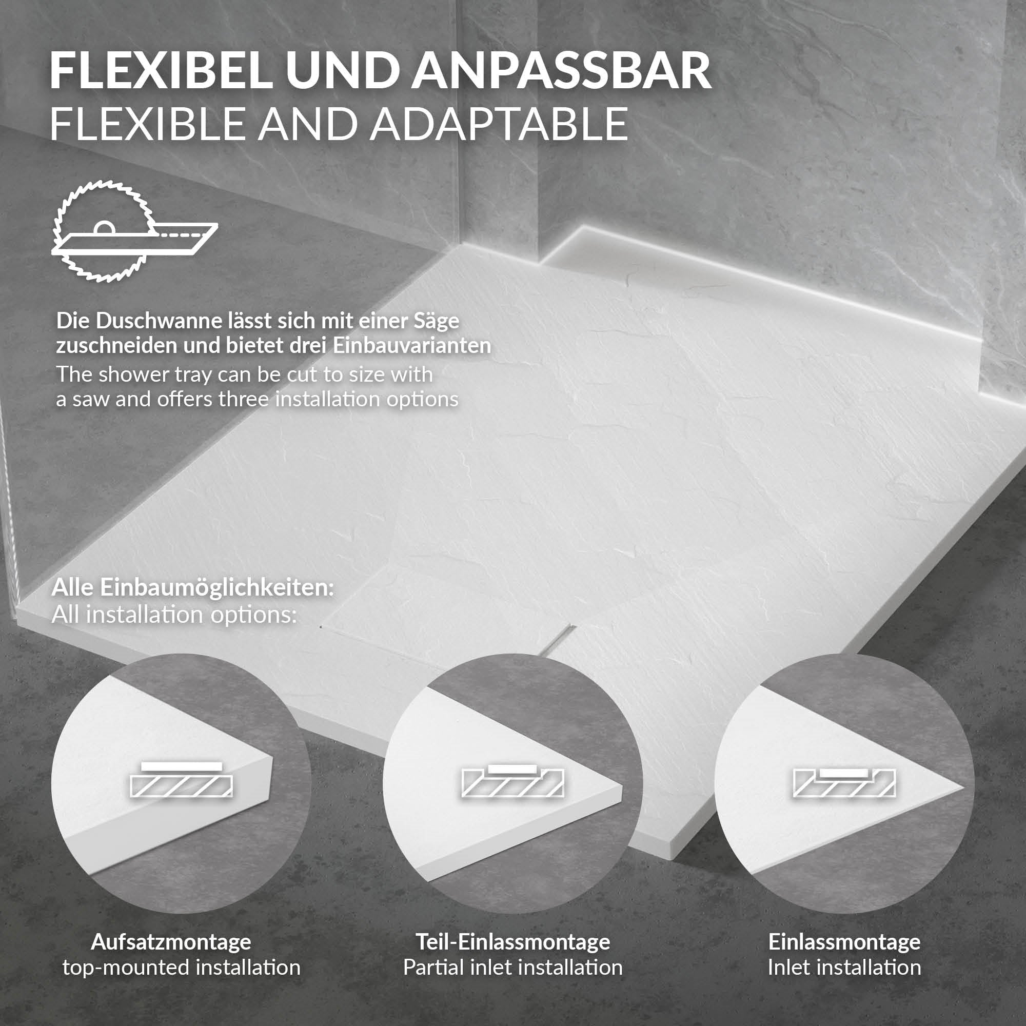 ECD Germany Sanitär receveur douche 120x80 blanc antidérapant
