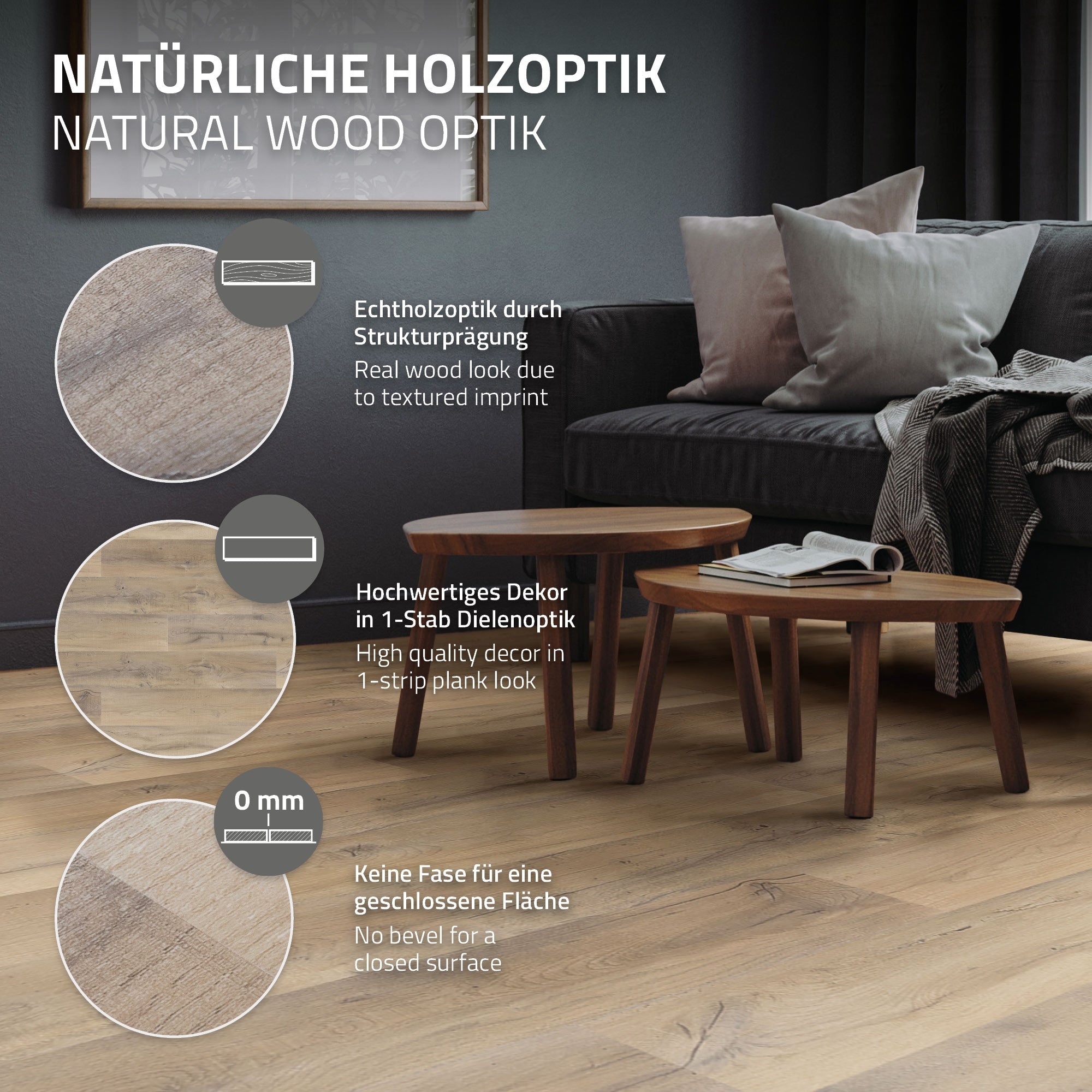 ECD Germany Sol vinyle clipsable chêne rustique clair 6,16 m² 28 lames