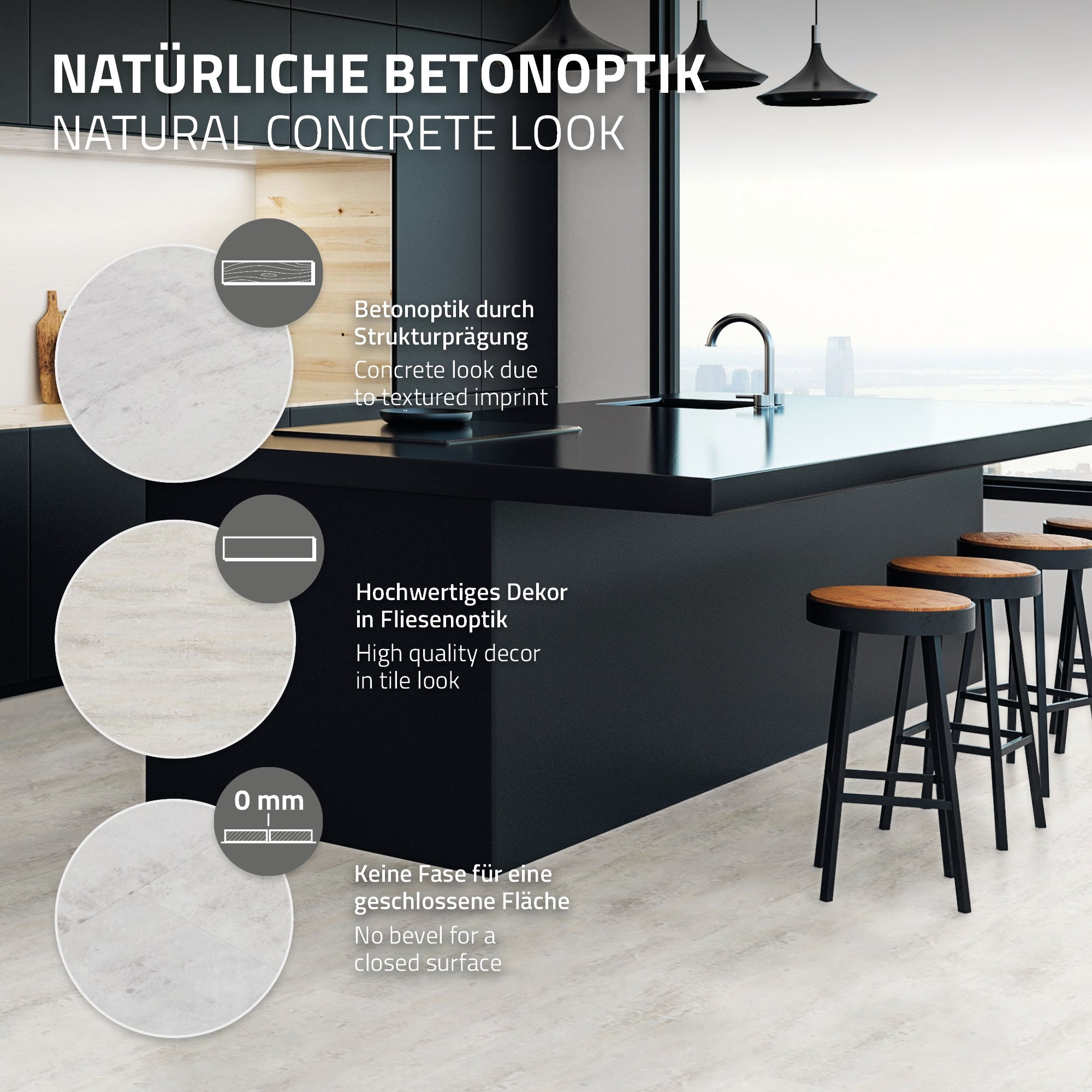 ECD Germany sol vinyle clic ciment clair 5,58m² 30 lames
