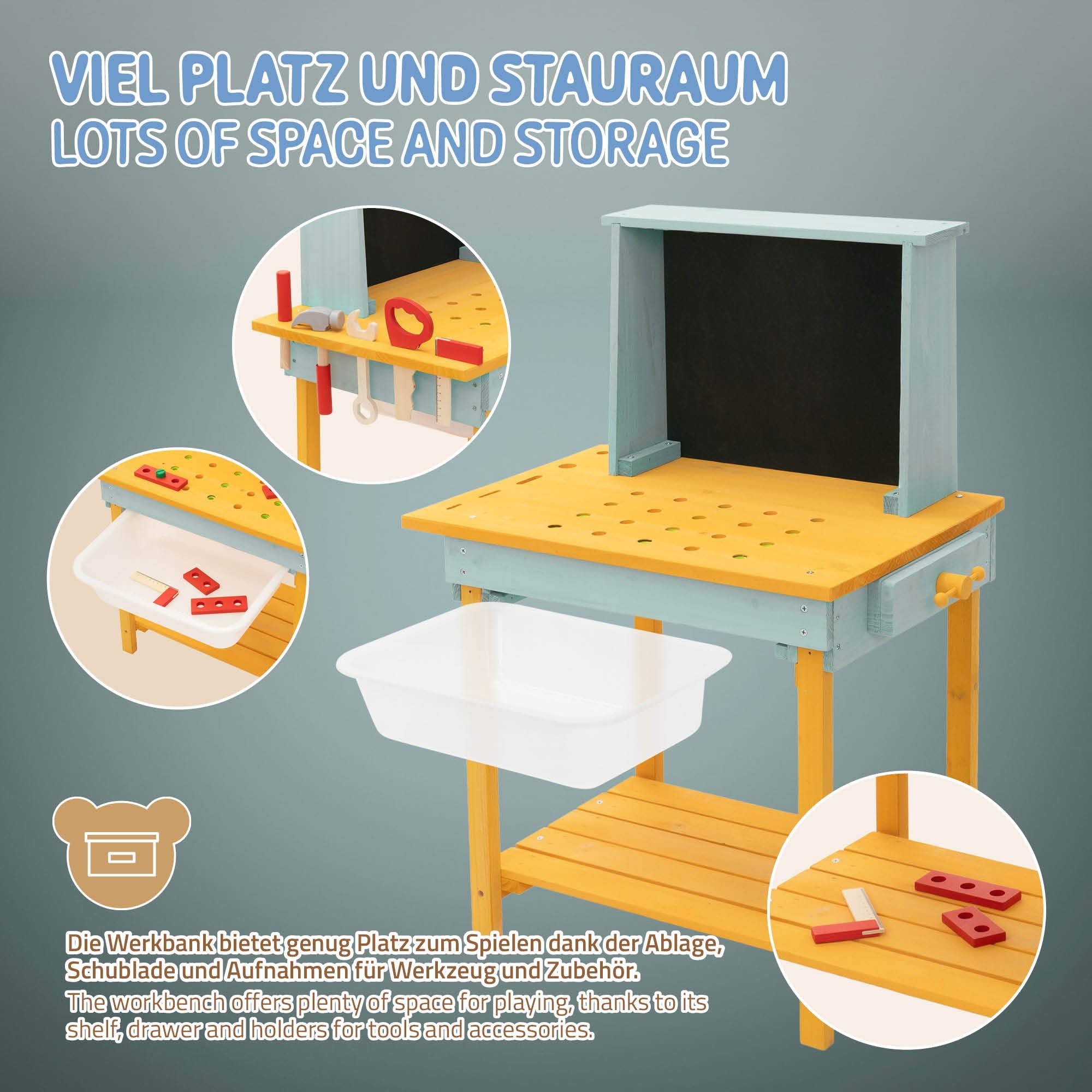 ECD Germany Kinder Joyz établi enfant bois avec accessoires