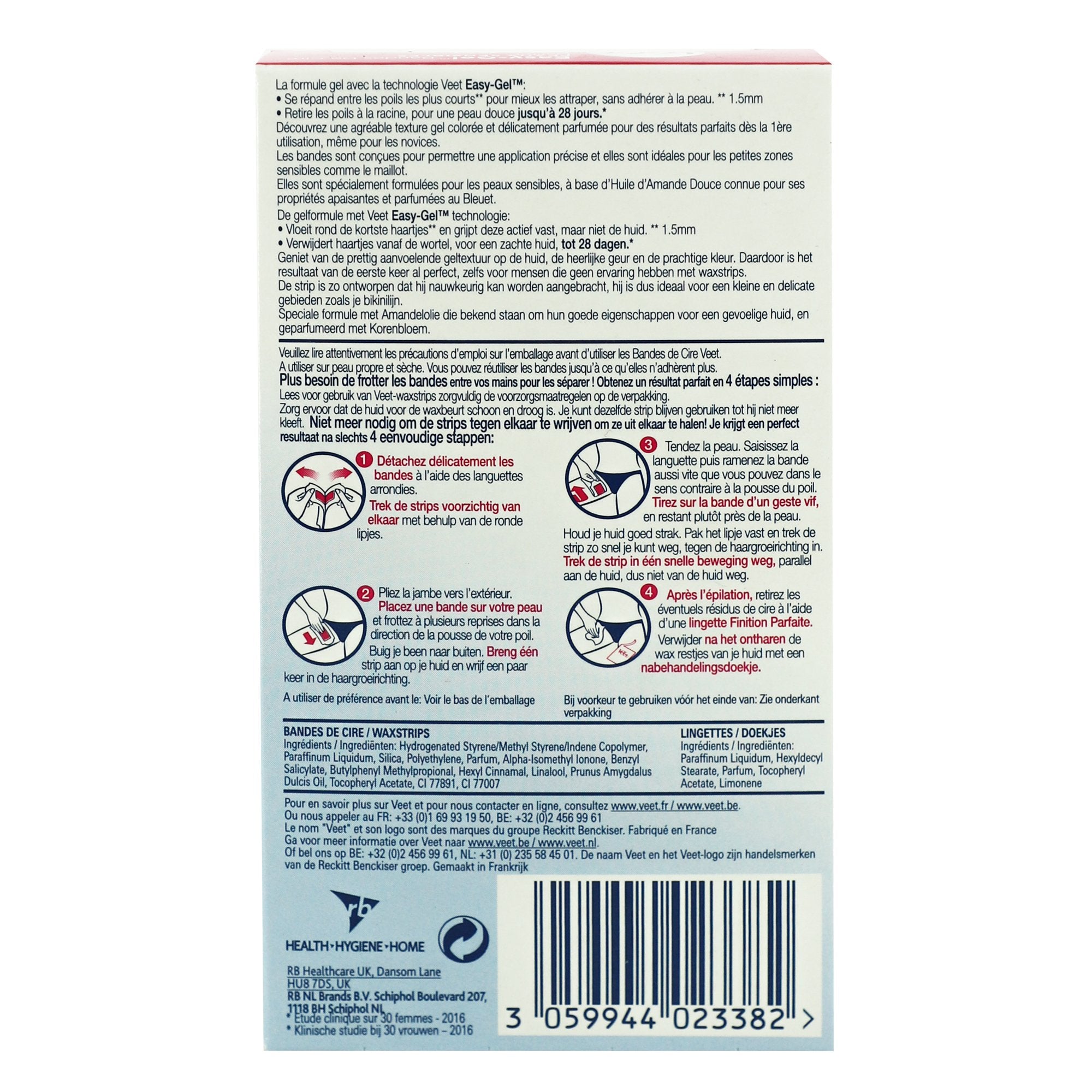 Veet Easy-Gelwax bandes cire froide maillot aisselles x30