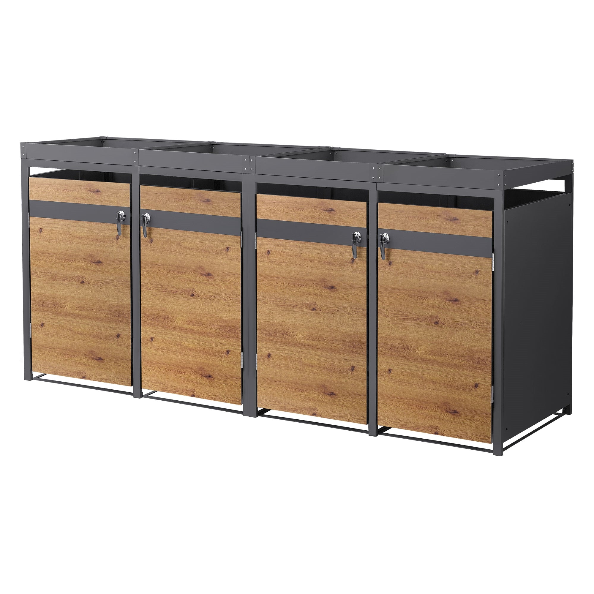 ECD Germany Garten cache-poubelle acier anthracite 4x240L