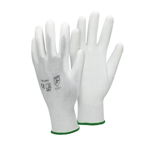 ECD Germany Gants de travail blancs XXL taille 11 polyester lot de 4