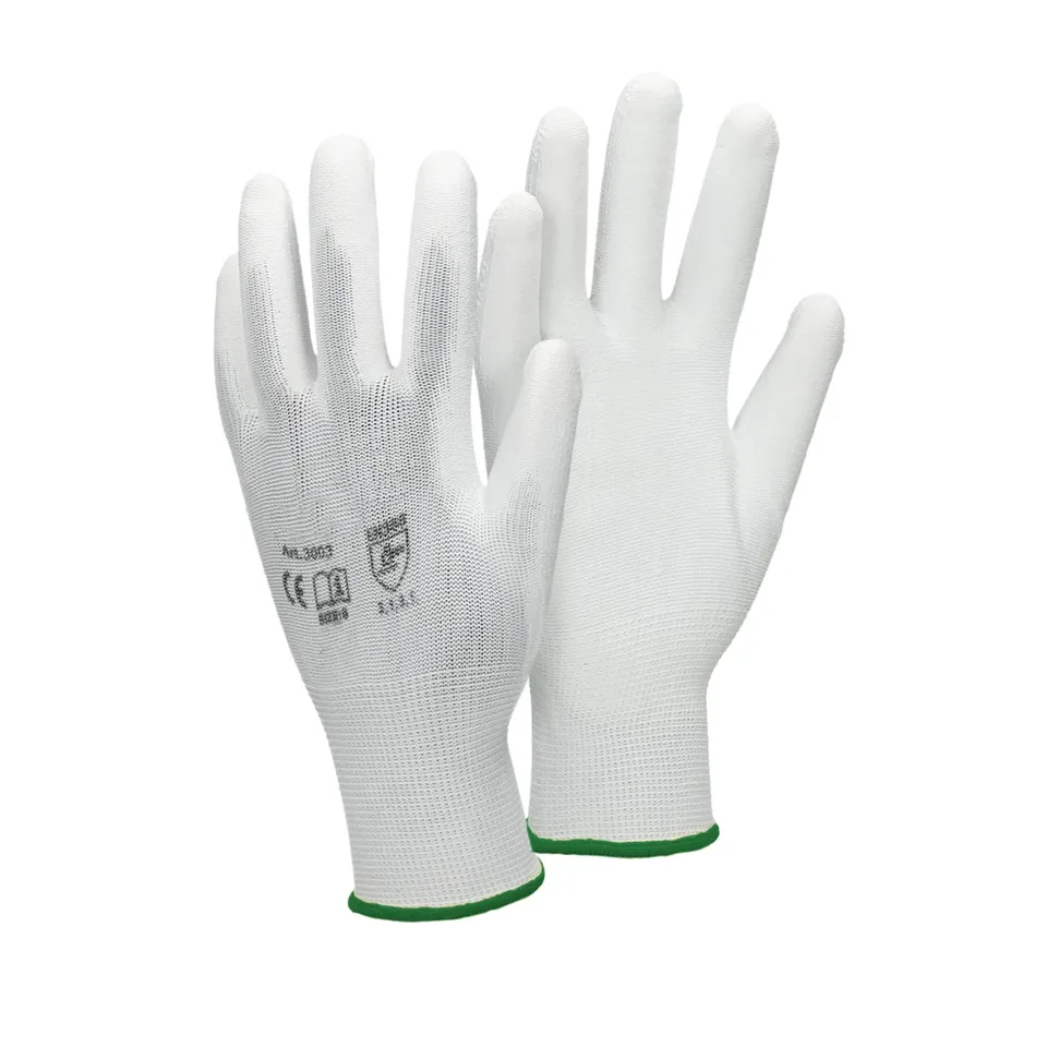ECD Germany Gants de travail blancs XXL taille 11 polyester lot de 4