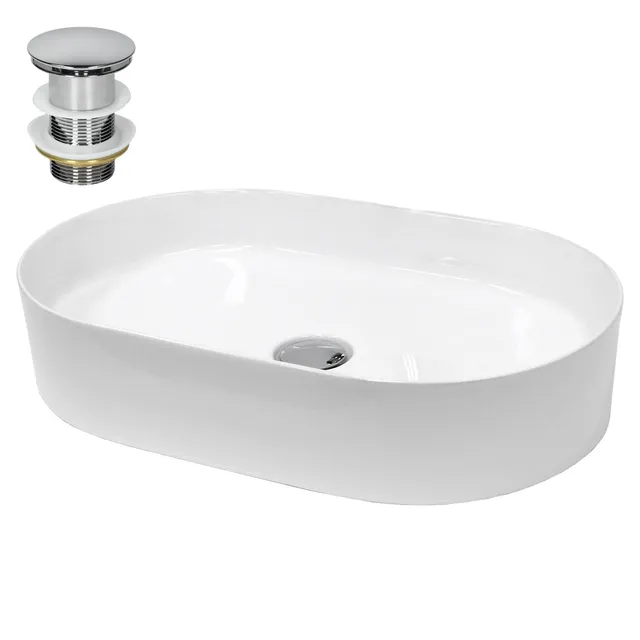 ECD Germany Sanitär vasque lavabo céramique blanc 60 cm + bonde