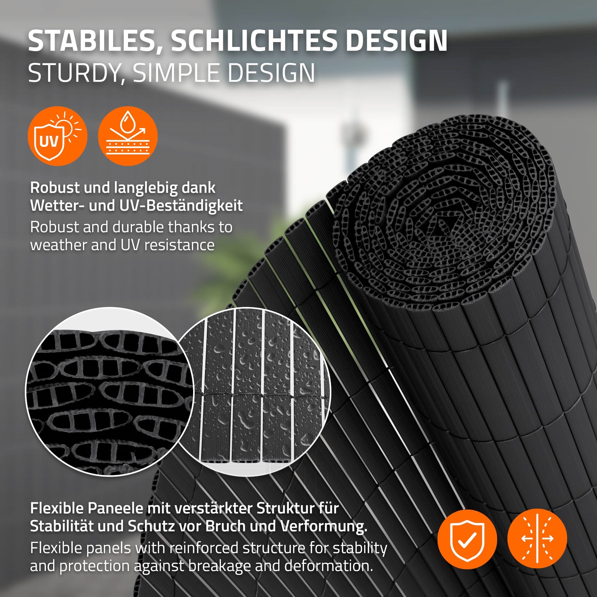 ECD Germany Garten brise-vue PVC anthracite 700x140 cm UV