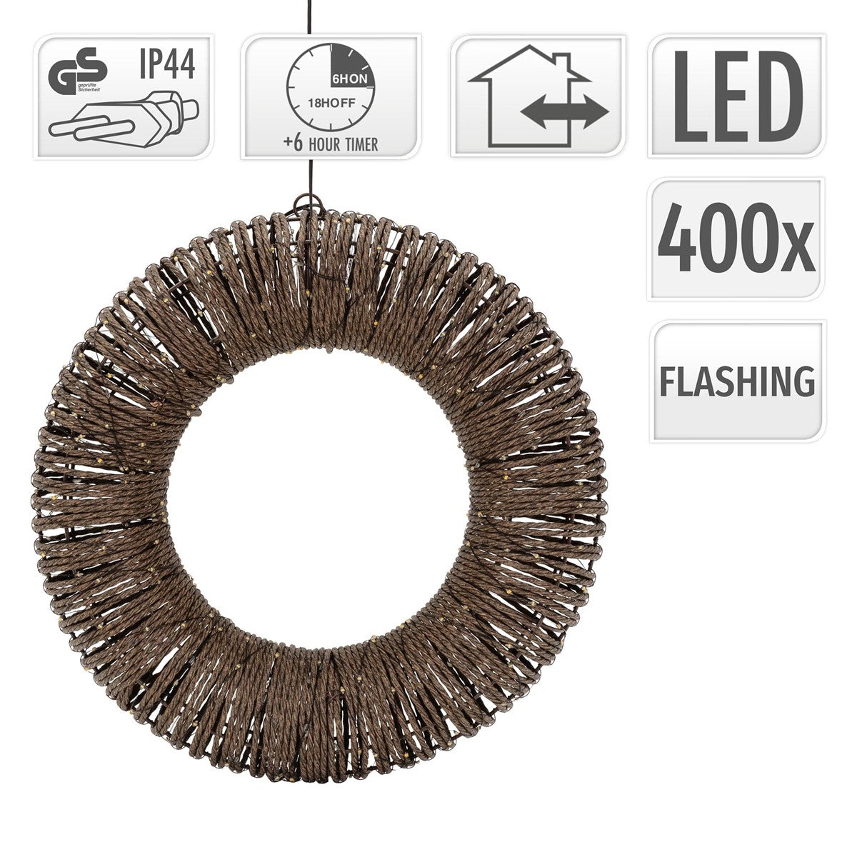 ECD Germany couronne Noël LED 38 cm blanc chaud 400 LED
