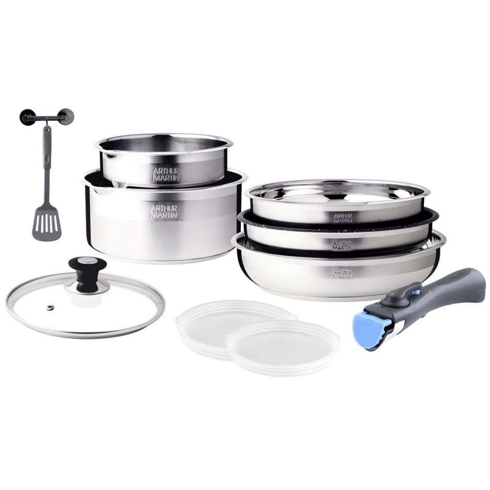 Arthur Martin AM0025 Batterie Cuisine 10 pièces inox noir induction