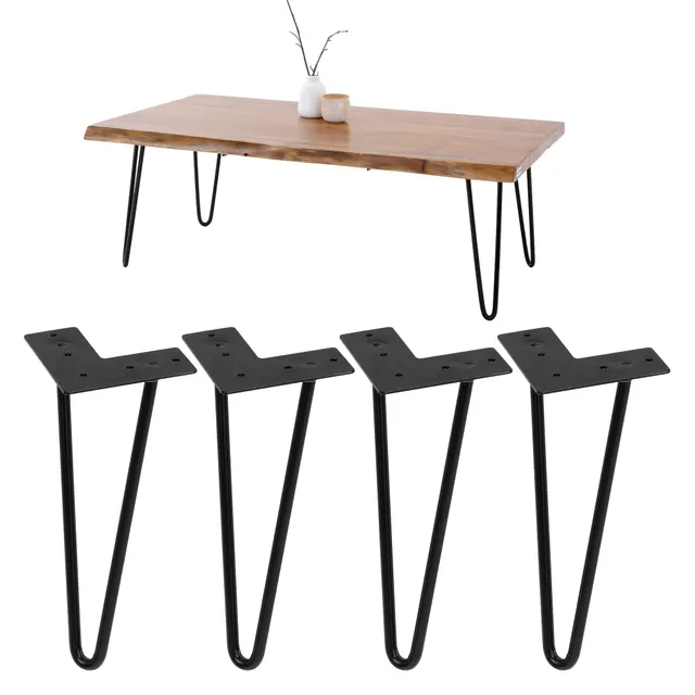 ML-Design pieds de table hairpin acier noir 20,5 cm lot 4