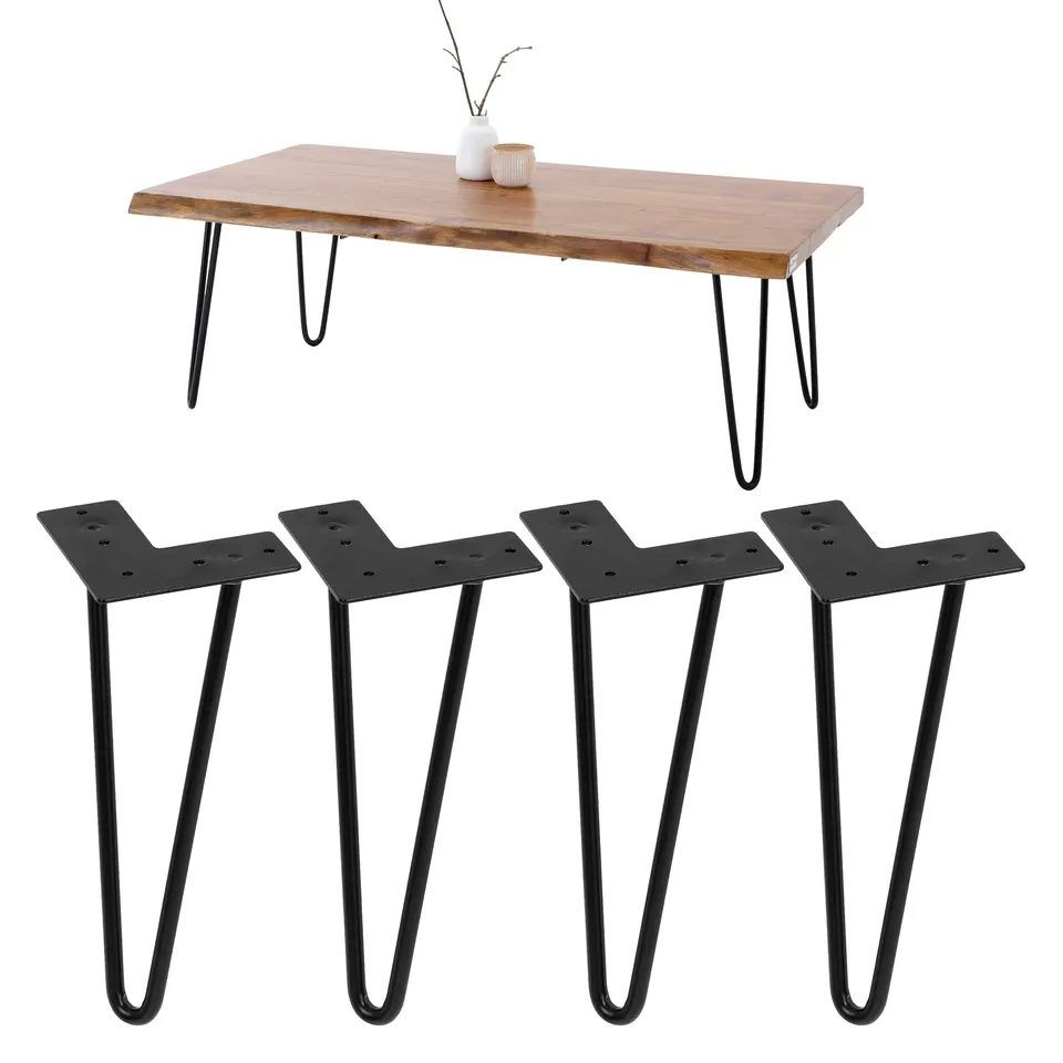 ML-Design pieds de table hairpin acier noir 20,5 cm lot 4